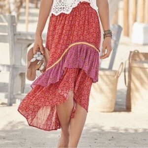 Sundance Nami Ruffle Midi Skirt